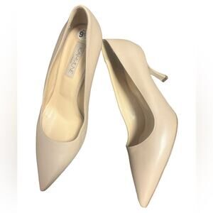 Kahmune Nude Becky Napa Leather Classic 70mm Pointed Toe Comfort Pump New 40